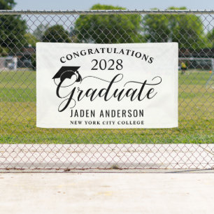 Modern White Black Class 2024 Graduation Graduate Banner