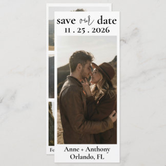 Modern White & Black Four Photos Save the Date
