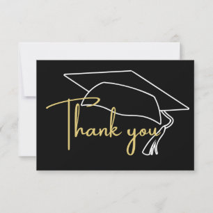 Modern White Black Gold graduation Thank You Car Card