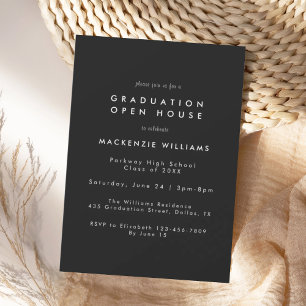 Modern White & Black High School Graduation Party Thank You Card