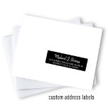 Modern white black individual guest address labels<br><div class="desc">Personalised classy elegant wedding guest name custom address black mailing labels with a chic white calligraphy script.</div>