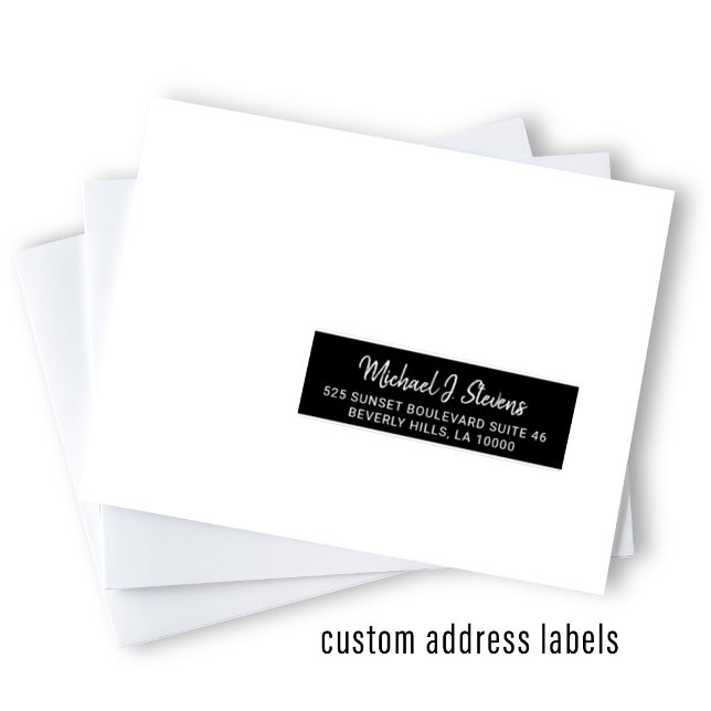 Modern white black individual guest address labels (Creator Uploaded)