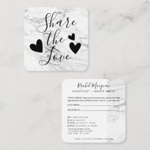 Modern White Black Marble Script Referral Card