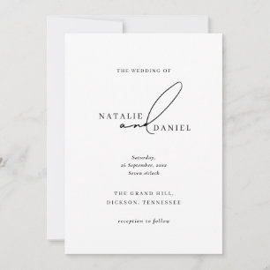 Modern White Black Minimal Classic Chic Wedding Invitation