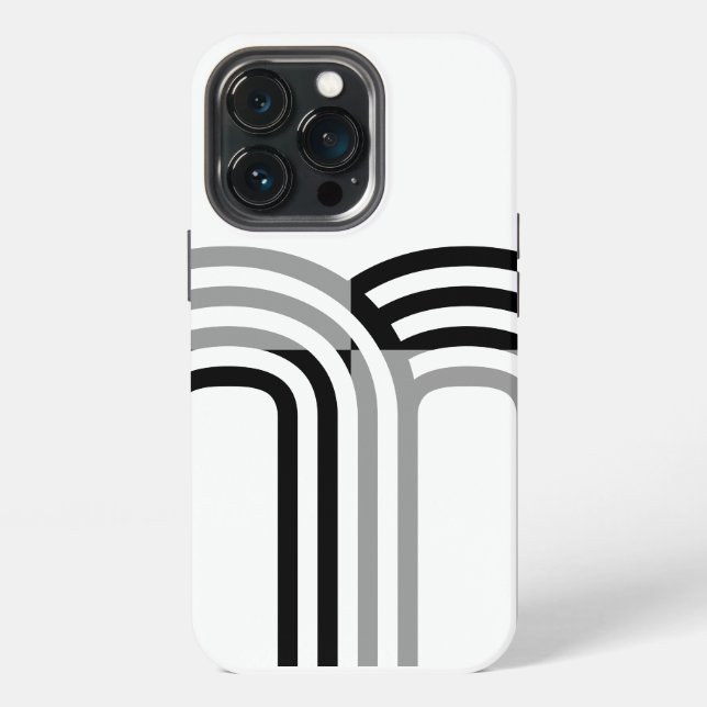 Modern White Black Monotone Initial Pattern iPhone Case (Back)