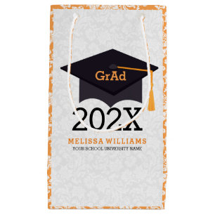 Modern White Black & Orange Graduation 2016 Design Small Gift Bag