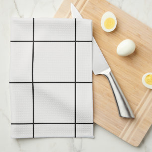 Modern White & Black Oversized Grid Kitchen Towels