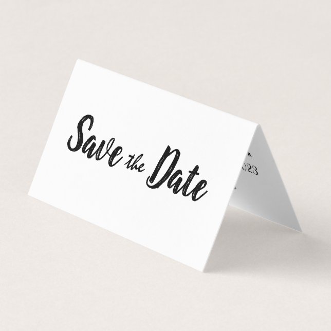 Modern White & Black Photo Save The Date Card (Front)
