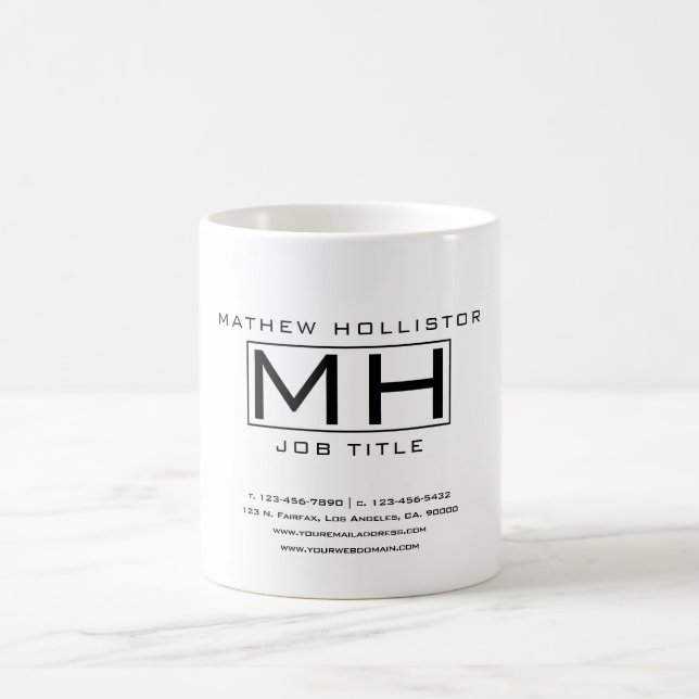 Modern White & Black Professional Coffee Mug (Center)