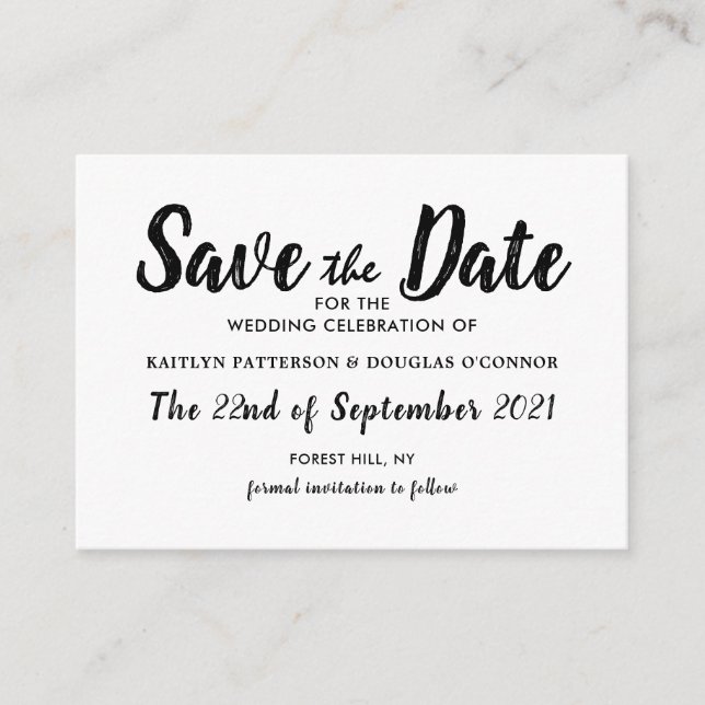 Modern White & Black Save The Date Enclosure Card (Front)