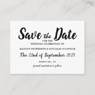 Modern White & Black Save The Date Enclosure Card