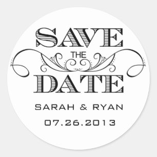Modern White & Black Save the Date Sticker