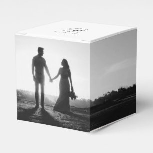 Modern White & Black Script Couple Photo Wedding  Favour Box