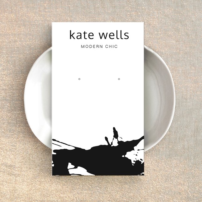 Modern White Black  Splatter Earring Display Card (Creator Uploaded)