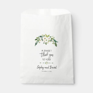 Modern White Blooming Floral Handwriting THANK YOU Favour Bag