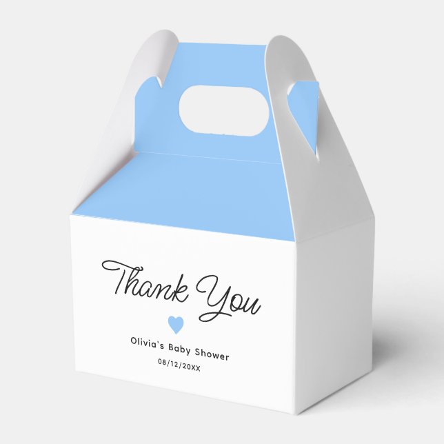Modern White Blue Boy's Baby Shower Favour Box (Front Side)