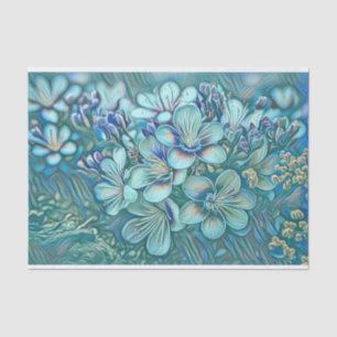 Modern White Blue Green Cherry Blossom Watercolor Tissue Paper