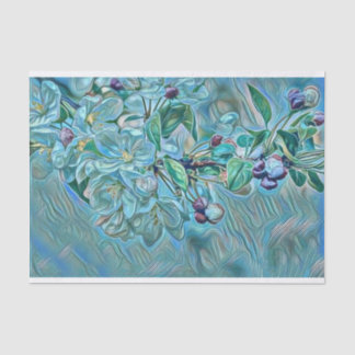 Modern White Blue Green Cherry Blossom Watercolor  Tissue Paper
