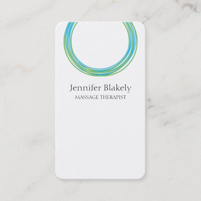 Modern White Blue Teal Circle Design Appointment Card (Front)