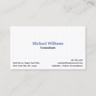 Modern White Blue Trendy Chequered Geometric Patte Business Card