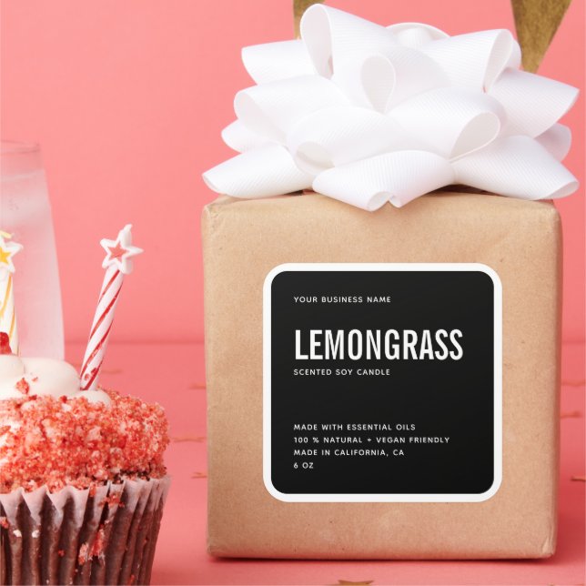 Modern white border candle label (Party)
