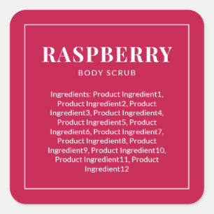 Modern White Border Custom Colour Ingredients List Square Sticker