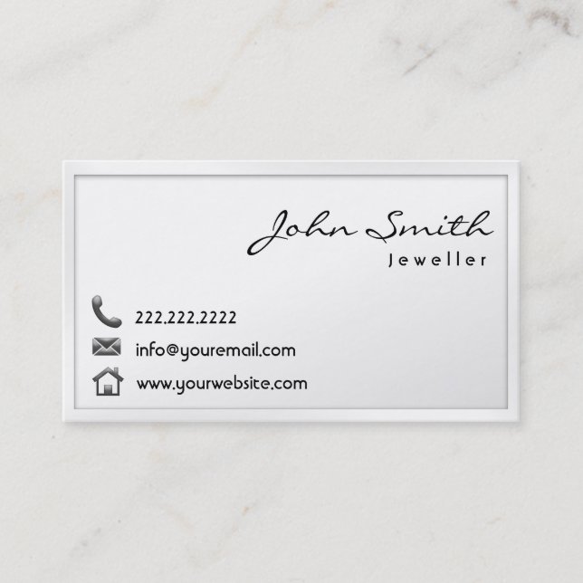 Modern White Border Jewellery Business Card (Front)