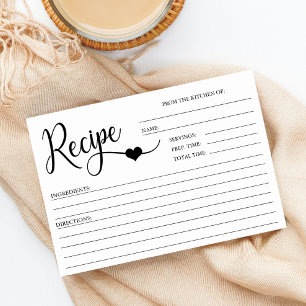 Modern White Bridal Shower RECIPE CARDS