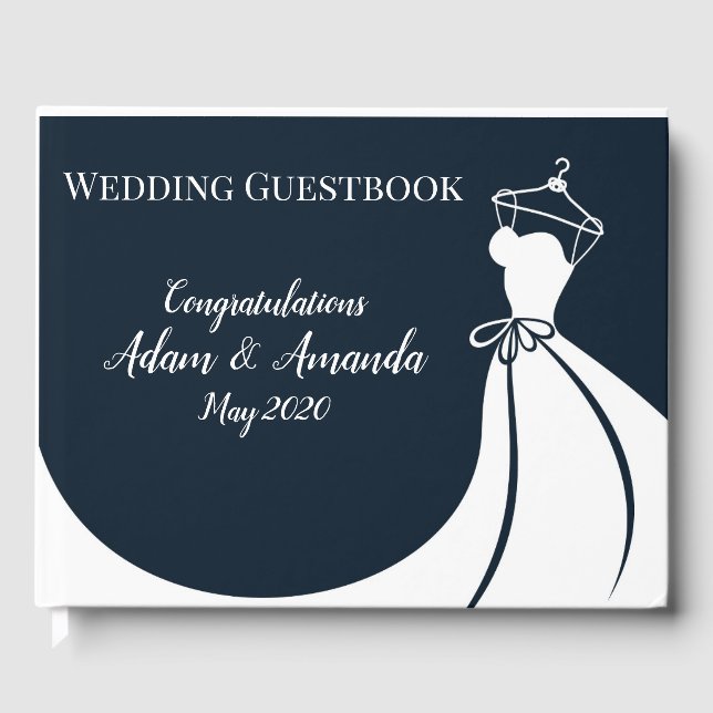 Modern white bride wedding dress guest book (Front)