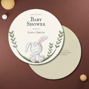 Modern White Bunny Baby Shower Party Invitation
