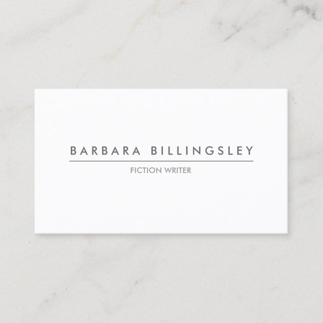 MODERN WHITE BUSINESS CARD FOR AUTHORS & WRITERS (Front)