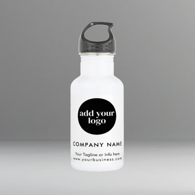 Modern White Business Custom Company Logo  532 Ml Water Bottle (Creator Uploaded)