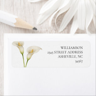 Modern White Calla Lilie Flower Wedding Return Address Label