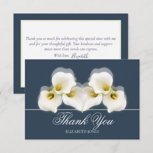 Modern White Calla Lilies Bridal Shower Thank You Card
