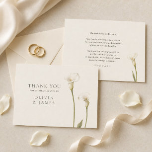 Modern White Calla Lily Wedding Thank You Card