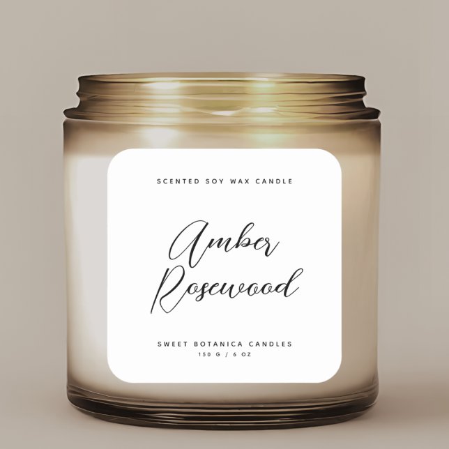 Modern white candle product packaging  square sticker (Creator Uploaded)