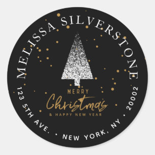 Modern White Christmas Tree Address Label