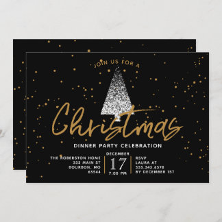 Modern White Christmas Tree Party Invitation
