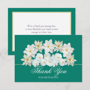 Modern White Clematis Rose Bridal Shower Thank You Card