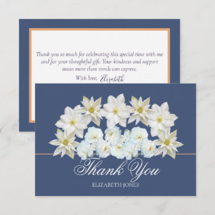 Modern White Clematis Rose Bridal Shower Thank You Card