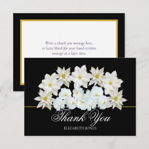 Modern White Clematis Rose Bridal Shower Thank You Card
