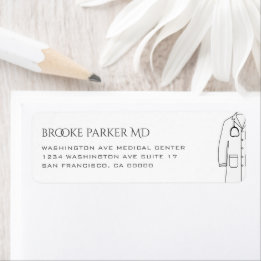 Modern White Coat Ceremony Doctor Office Return Address Label