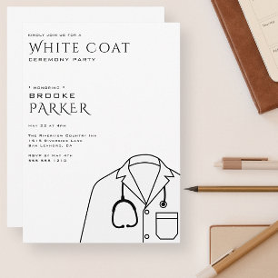 Modern White Coat Ceremony Party  Invitation