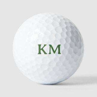 Modern White Colour | Fern Leaf Monogram Initials Golf Balls