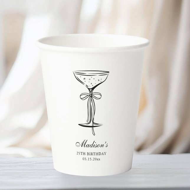 Modern White Coquette Champagne Paper Cups (Creator Uploaded)