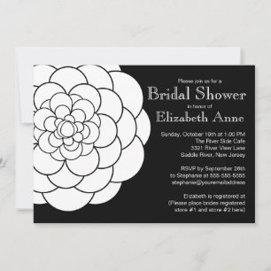 Modern White Dahlia Bloom Floral Bridal Shower Invitation