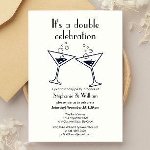 Modern White Double Celebration Joint Birthday Invitation