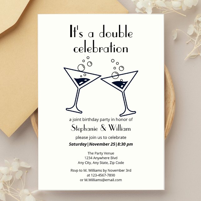 Modern White Double Celebration Joint Birthday Invitation (Creator Uploaded)