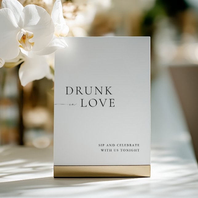 Modern White Drunk in Love Wedding Bar Sign Invitation (Modern White Drunk in Love Wedding Bar Sign)
