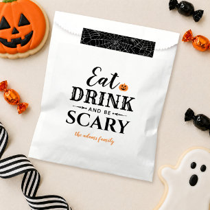 Modern White Eat Drink and Be Scary Halloween Favour Bag